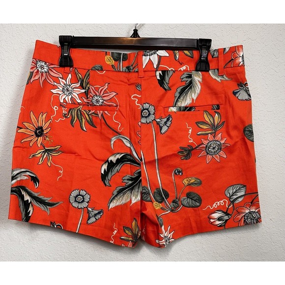 Ann Taylor womens shorts Size 6 orange floral devin fit‎ cotton casual resort - Picture 2 of 4